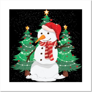 Happy Snowman In Happy Christmas Day Posters and Art